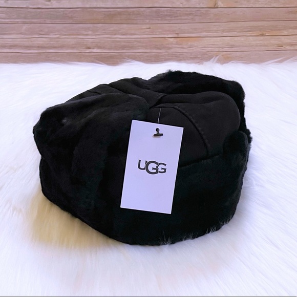 UGG Women’s Sheepskin Trapper Hat In Black - Picture 6 of 8